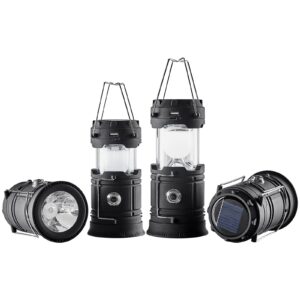 LED Camping Lanterns, 4 Pack Rechargeable Camping Flashlights, Solar & USB Charging