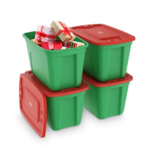 4 Pack 18 Gallon Christmas Storage Bins with Lids