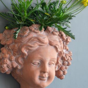 8x4x9" Visage Head Bust Planter, Brown - Home Wall Planter