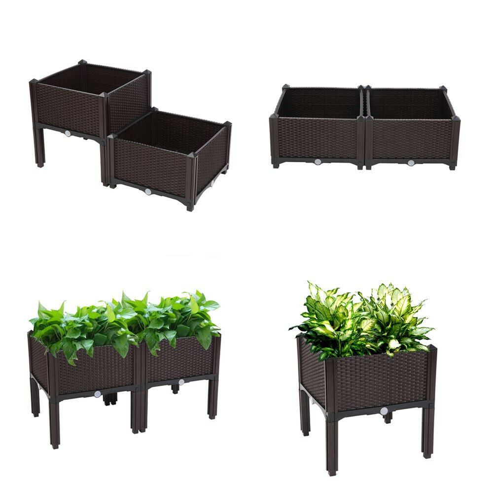 Rectangle Raised Elevated Garden Flower Bed Plant Box (2 pcs)