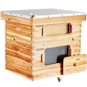 Bee Hive 20 Frame Starter Kit, Beeswax Coated Fir Wood, 1 Deep + 1 Medium Bee Boxes Langstroth