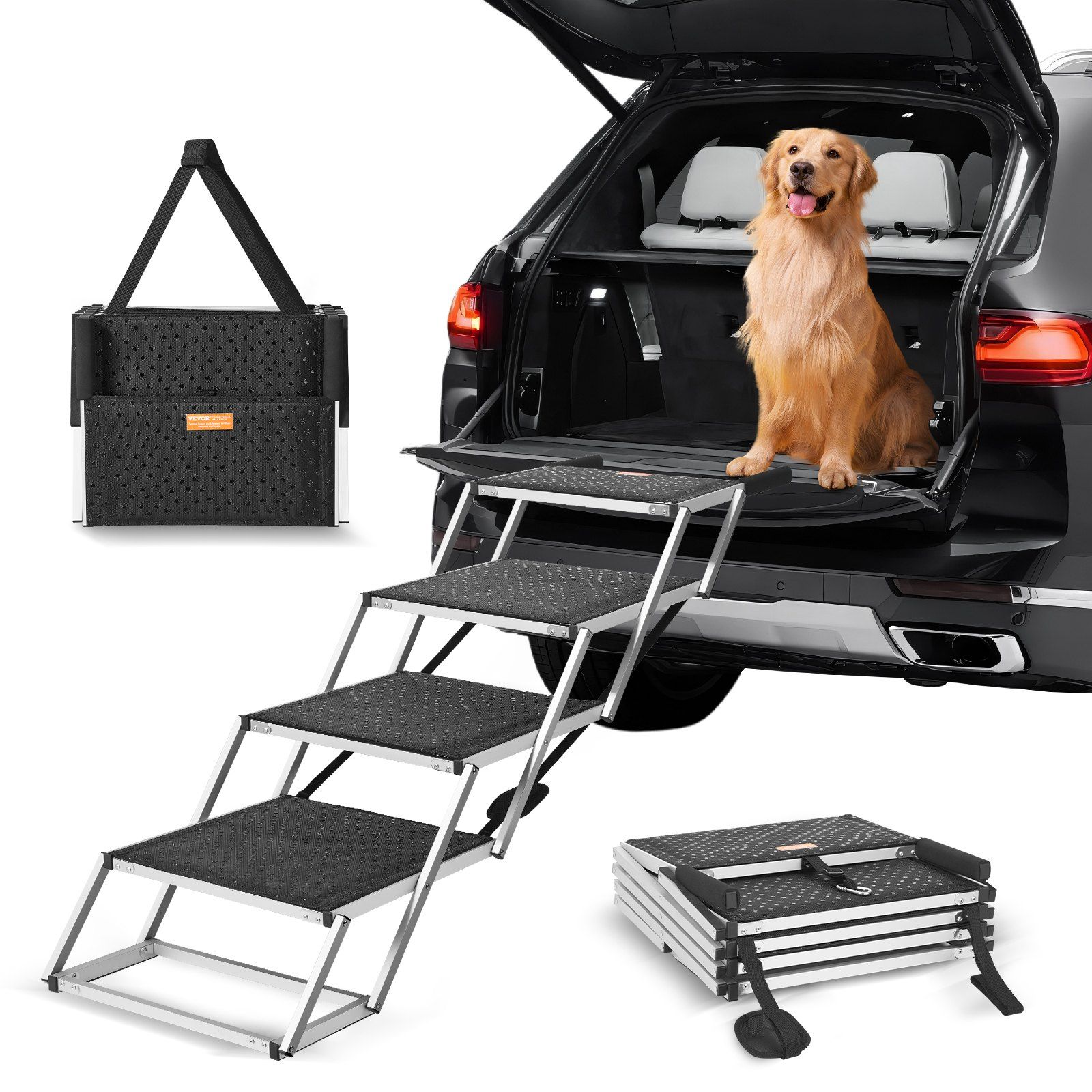 Dog Stair for Cars, Wide 4-step