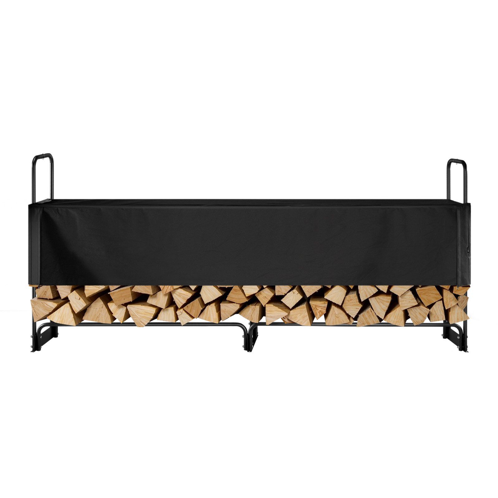 Firewood Rack with Waterproof Cover, 101 x 14 x 46 in, 1/2 Cord Log Holder, Half-Covered