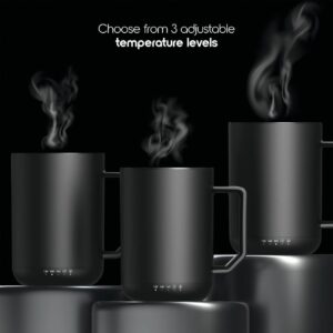 12oz. Stainless Steel Self Heating Coffee Mug with Lid, 3.5" x 3.5" x 5"