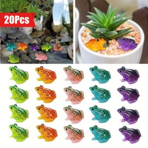 Frog Figurines - Vibrant Mixed Color Luminous Resin (20 pcs)