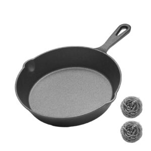Cast Iron Grill Pan, 7.9" Uncoated Skillet with Handle