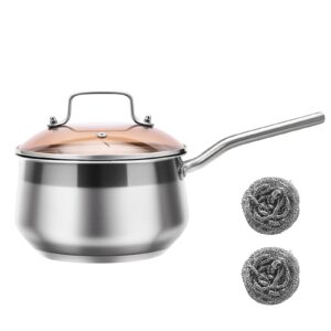 Non-Stick Stainless Steel Saucepan with Lid, 2.85QT, Oven Save, Dishwasher Safe