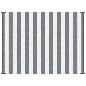 9' x 12' RV Outdoor Rugs / RV Outdoor Carpet with Carrying Bag, Gray & White Striped