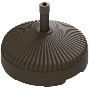 Round Patio Umbrella Base Holder, Filled Up to 62lbs with Stand or 51lbs with Water, Brown