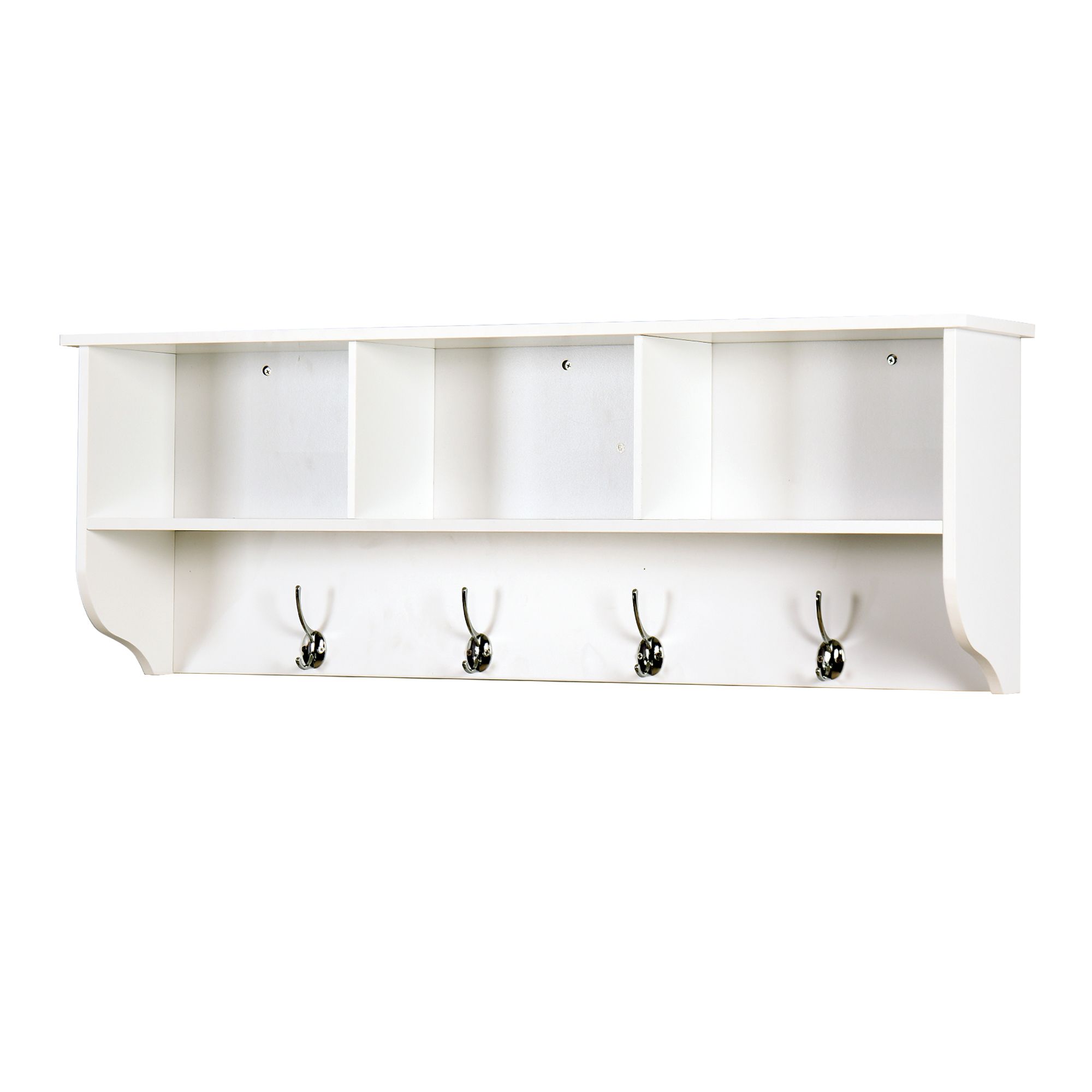 Entryway Wall Mounted Coat Rack with 4 Dual Hooks, White