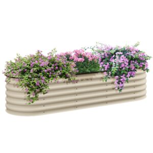 Outsunny 6.5' x 2' x 1.4' Galvanized Raised Garden Bed Kit, Outdoor Metal Elevated Planter Box with Safety Edging