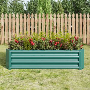Metal Raised Garden Bed, Rectangle Raised Planter 4ft x 2ft x1 ft, Green