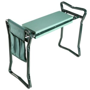 Foldable Garden Kneeler Seat with Soft Cushion Pad Tools Pouch