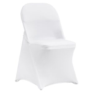 Stretch Spandex Folding Chair Covers, Universal Fitted Chair Cover(12 PCS White)