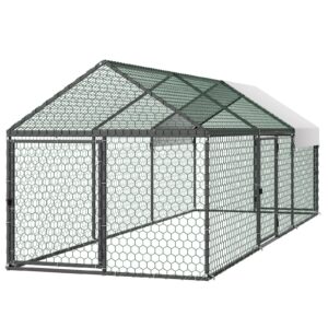 Metal Chicken Coop for 6-8 Chickens, 3.3 x 9.8 x 3.3 ft