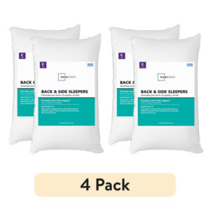 Back Side Sleeper Bed Pillow, King - Extra Firm Support (4 Pack)