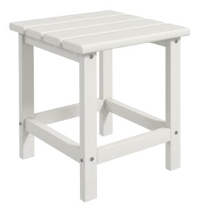 Adirondack Side Table, Square Patio End Table, Weather Resistant 15", White