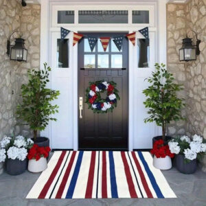 4th of July Patriotic Door Mat - Red White and Blue Welcome Mat