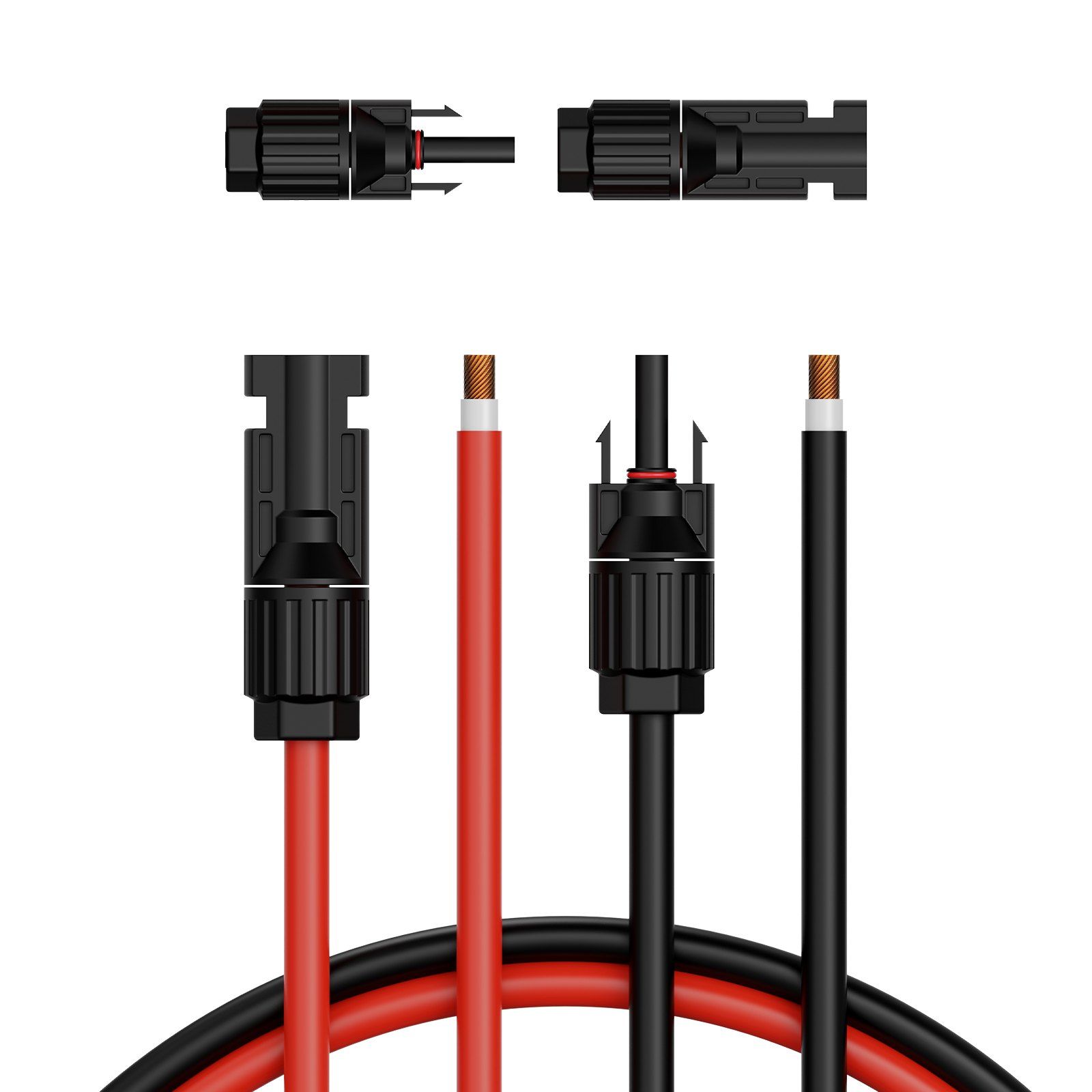 20FT Solar Panel Extension Cable, 10AWG Solar Extension Cable Wire with Female & Male Waterproof Connectors (Set of 2)