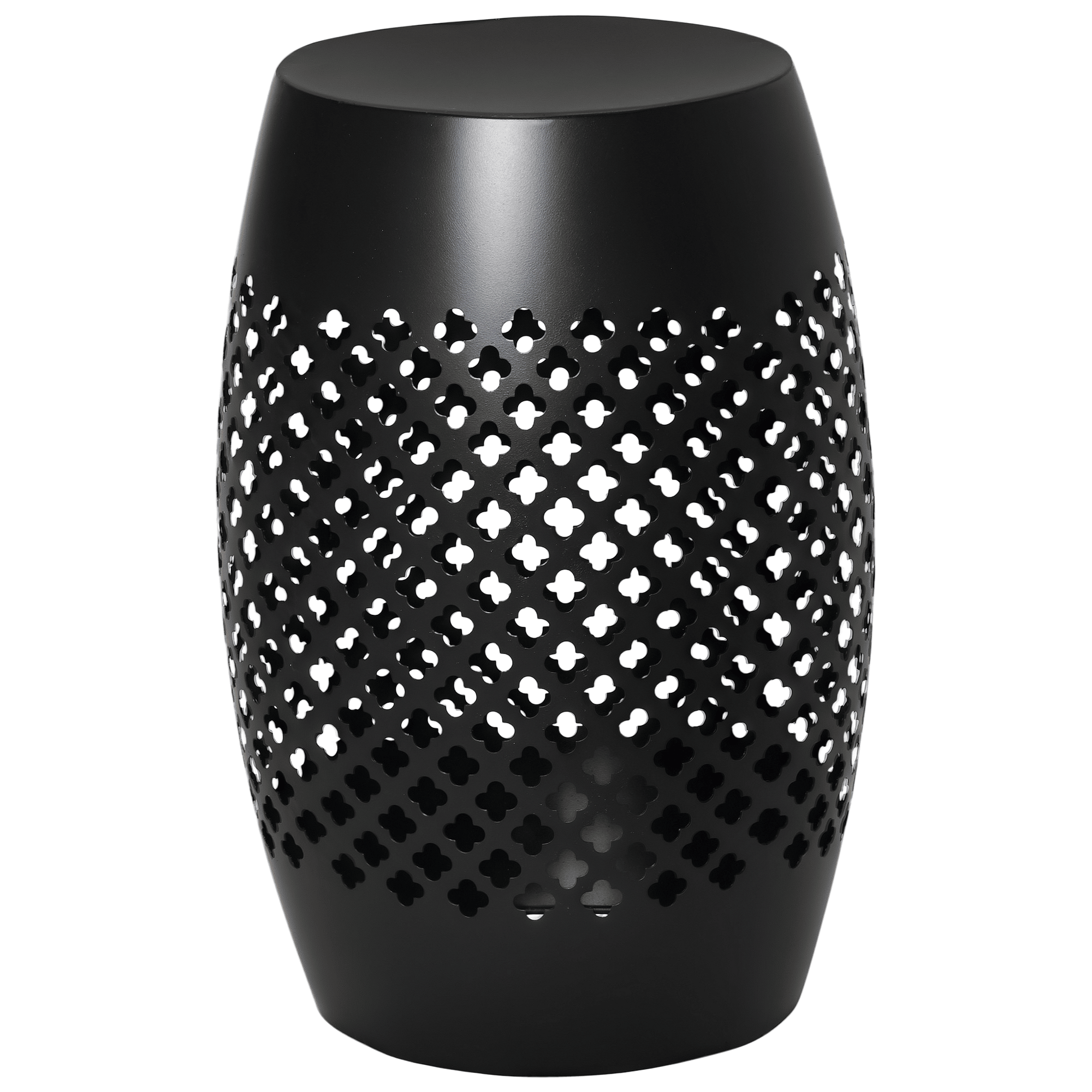 12.5" Steel Outdoor Side Table, Round Hollow Drum, Black