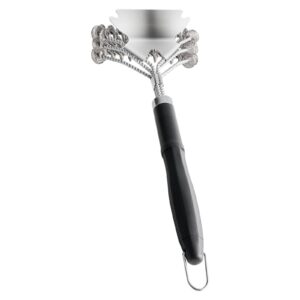 Grill Brush and Scraper, BBQ Brush for Outdoor Grills, Stainless Steel Woven Wire, Bristle Free Barbecue Brushes for Porcelain, Charcoal, Grate Cleaner Grill Accessories, 17 in
