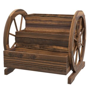 Wooden Wagon Planter Box 3-Tier Raised Garden Bed for Vegetables Flowers Herbs