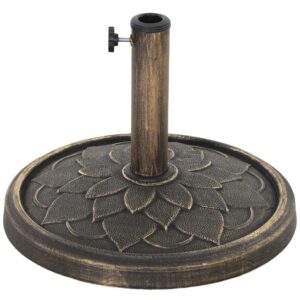 Round Patio Umbrella Base, 26 lbs Resin Umbrella Stand Base, Heavy Duty Patio Umbrella Holder Bronze