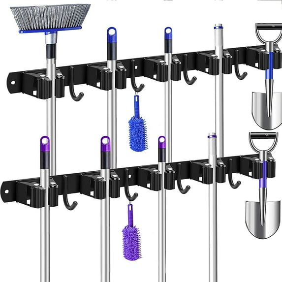 2-Pack Wall Mounted Metal Mop & Broom Holder