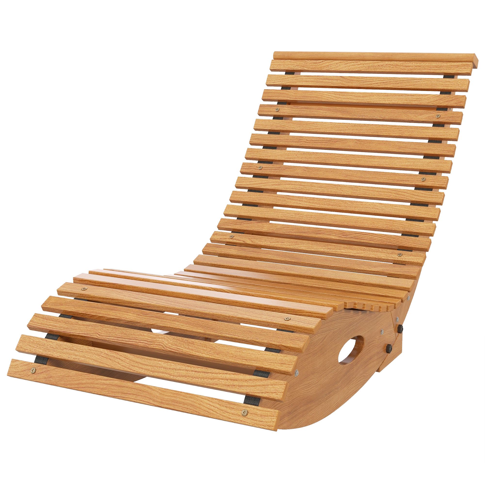 Outdoor Rocking Chair w/ Slatted Seat Wooden 51.25" x 23.5" x 23.5" Teak