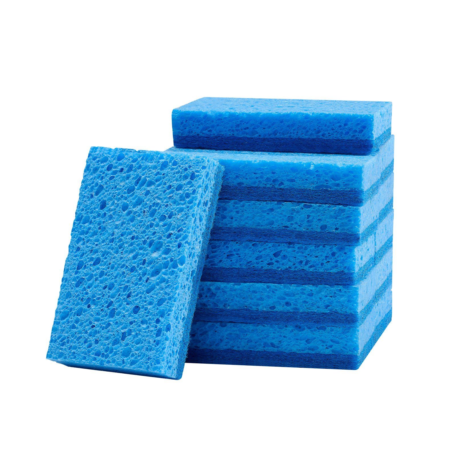 Sponges, 12 Pcs Durable Natural Kitchen Sponges with Cellulose & Scrub Pad, Easy-to-Rinse Cleaning Sponges with Honeycomb Structure & Quick Water Absorption, Fit for Home Cleaning