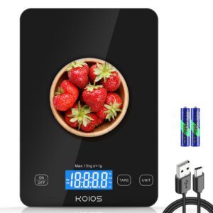 Food Scale, 33lb/15kg Digital Kitchen Scale Grams and Ounce Tare Function, AAA Battery Included(Black)