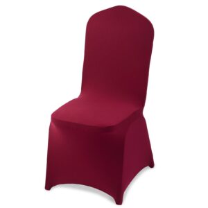 50 Pcs Burgundy Chair Covers, Polyester Spandex Chair Cover, Stretch Slipcovers