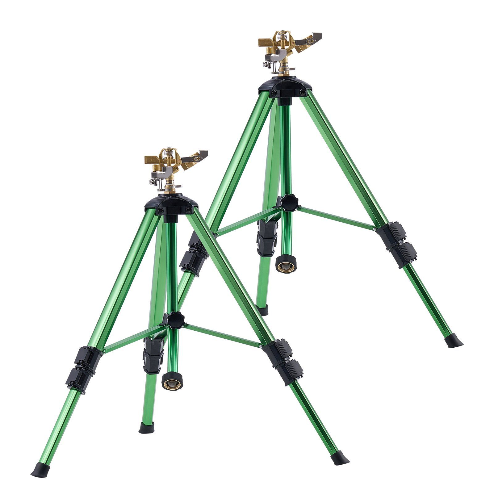 Impact Sprinkler on Tripod Base, 2 Packs, Heavy Duty Tripod Sprinklers with Brass Head & 3/4"NH Connector, 360 Degree Large Area Irrigation Sprinkler, Adjustable Heights Sprinkler for Yard