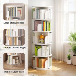 5 Tier Rotating Bookshelf, 360° DisplayvWarm White