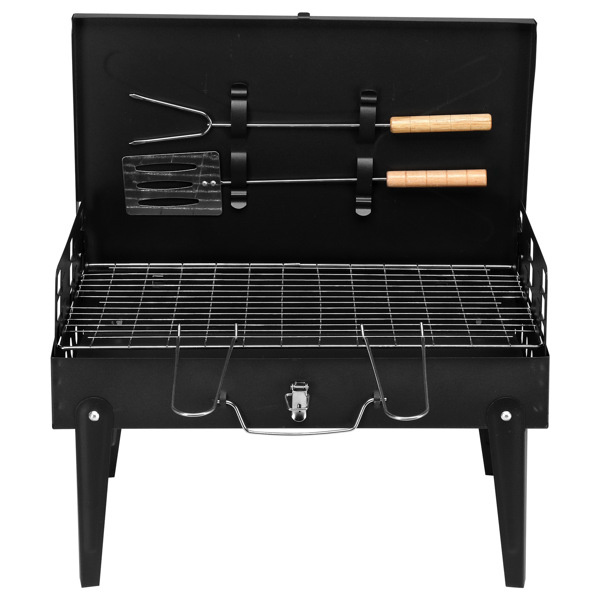 Portable Square Charcoal Grill Black 1'5" x 10" x 2.75"