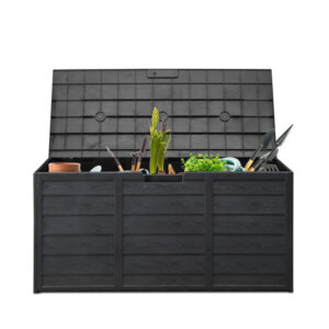 75gal 280L Outdoor Garden Plastic Storage Deck Box Lockable Seat BLACK