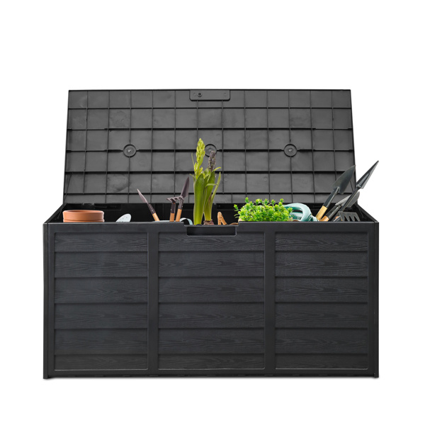75gal 280L Outdoor Garden Plastic Storage Deck Box Lockable Seat BLACK