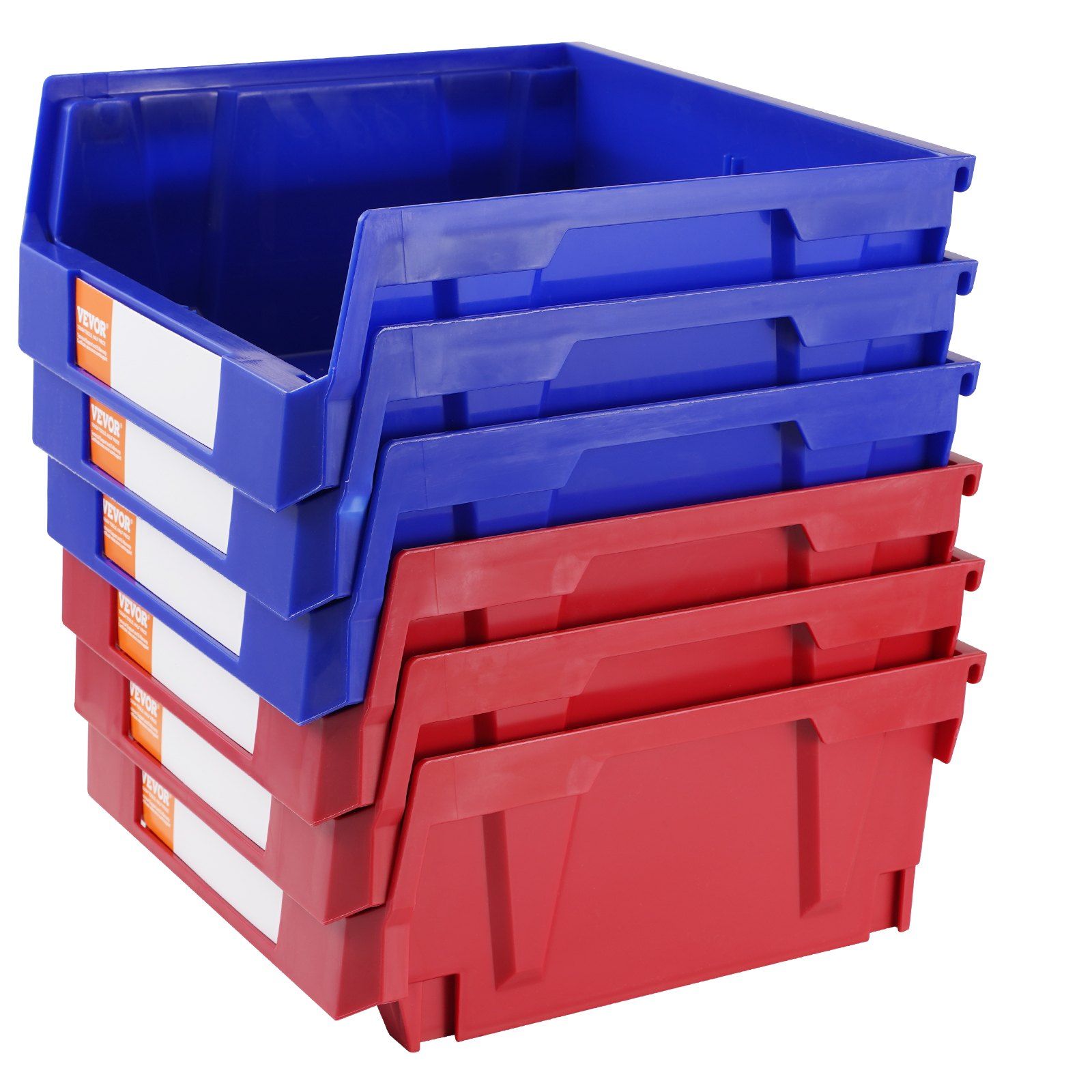 Plastic Storage Bin, (11-Inch x 11-Inch x 5-Inch), Blue/Red