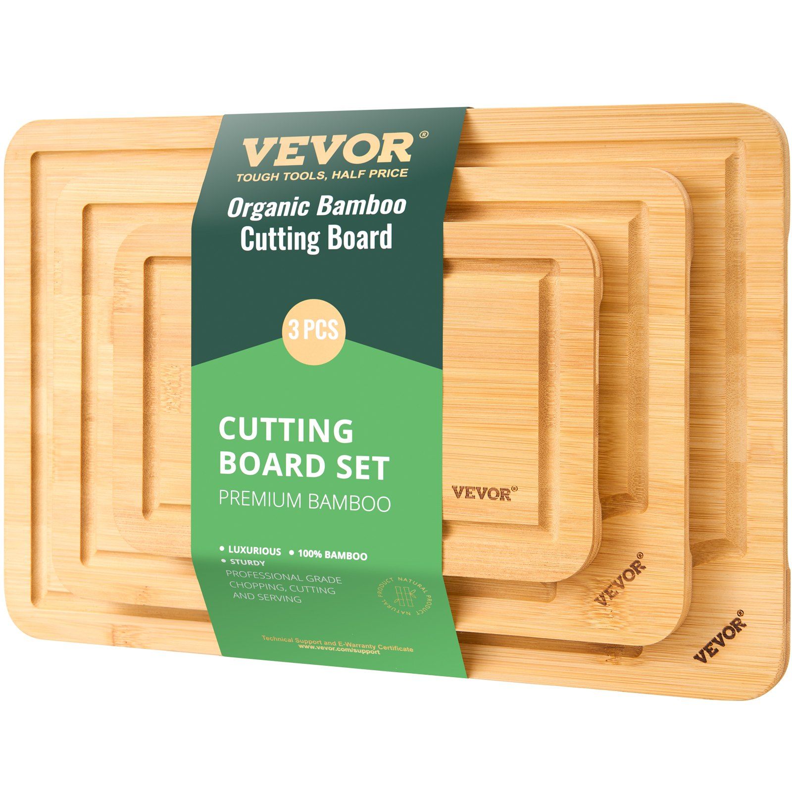 Cutting Board, 3 Pieces, Premium Versatile Bamboo