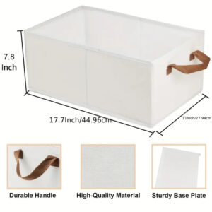 Portable Clothes Storage Box Foldable Thick Cloth Storage And Storage Bag For Organizing Bedroom Wardrobe Clothes With Window Storage Nano White And Linen Model.(17.7"×11"×7.8"(45cm*28cm*20cm))