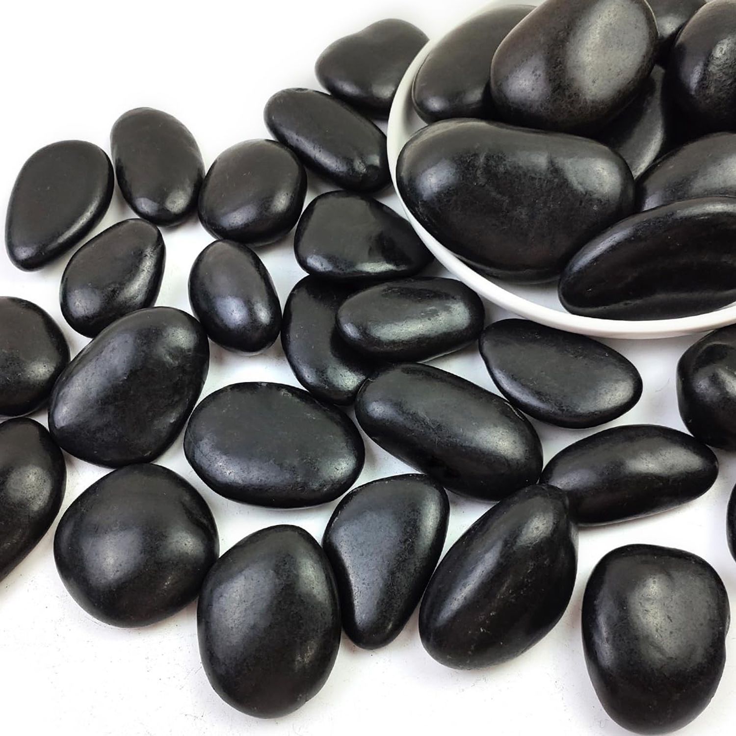 38lbs Black River Rocks, 2-3 inch Polished Pebbles for Plants