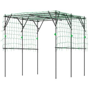 Garden Arch Trellis, 7.3 FT Tall Metal Plant Trellis Support with Climbing Net, Cucumber Trellis for Vegetables, Black