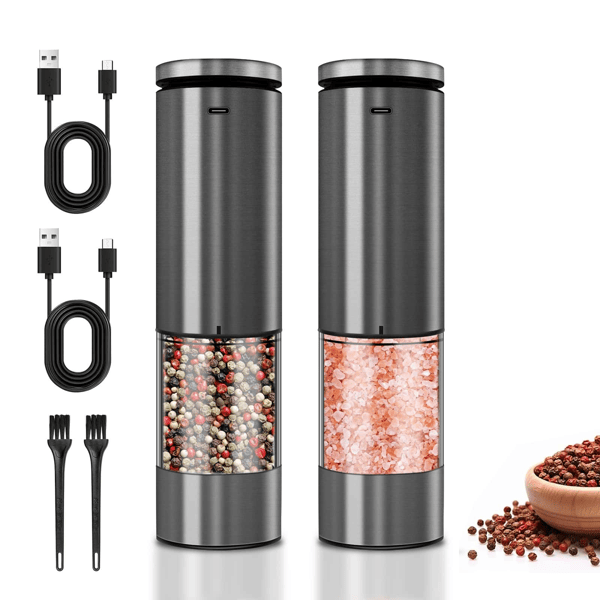 2 sets of electric salt and pepper grinders - battery-powered, adjustable for grinding fineness, suitable for home kitchens, made of durable plastic (not available on Walmart platform)