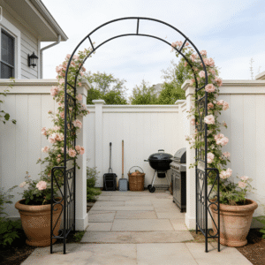 Metal Garden Arch W55'' x H94.5'' Garden Arbor Trellis Climbing Plants Suppor