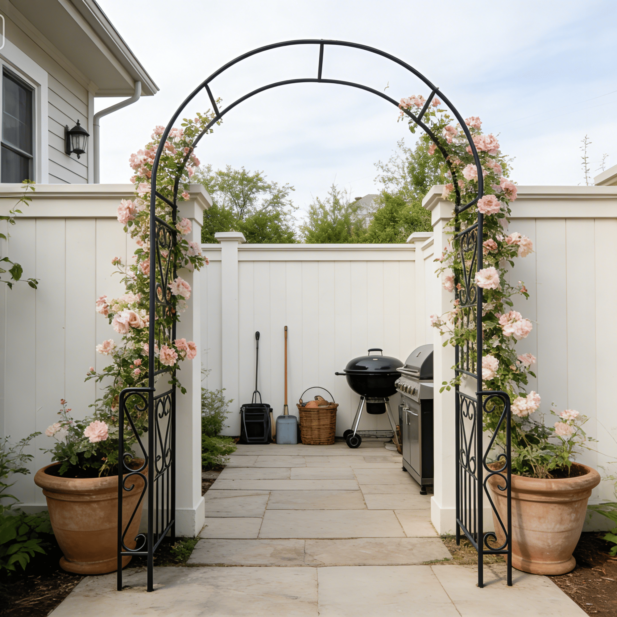 Metal Garden Arch W55'' x H94.5'' Garden Arbor Trellis Climbing Plants Suppor