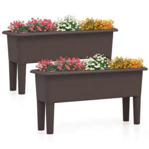 2 PCS Raised Garden Beds Self-Watering Planter Box with Detachable Legs and Drainage Hole