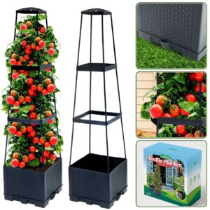 2-Pack 44.8" Self-Watering Tomato Planter with Trellis – Heavy-Duty Indoor & Outdoor Raised Garden Box, Built-in Trapezoid Climbing Grid for Tomatoes, Vegetables & Vining Plants