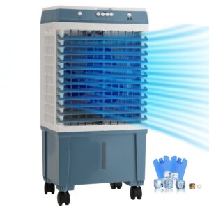 Evaporative Cooler, 1400 CFM Air Cooler, 84° Oscillating Swamp Cooler ,5 Gal Portable Air Cooler for 550 Sq.ft with 3 Speeds Adjustable Control, Indoor Outdoor Use, FCC Listed