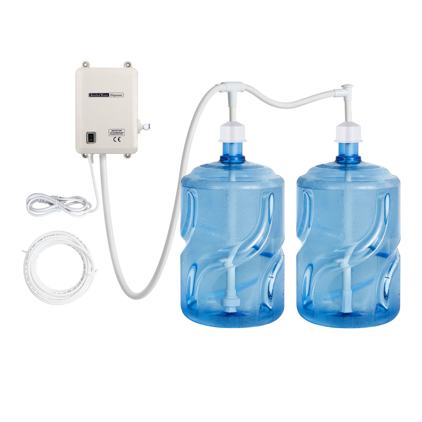 Bottled Water Dispenser Pump System, 2x5 Gallon Dispensing System, Automatic Electric Water Dispenser, Double-Pipe Water Jug Pump, Compatible Use with Coffee/Tea Machine, Refrigerator, Ice Maker