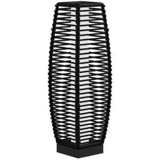 Solar Floor Lamp, Outdoor Rattan Garden Lantern Pathway Light & Decorative Driveway Lighting with Auto On/Off LED Lights for Porch, Yard, Lawn, Courtyard, Deck, Black